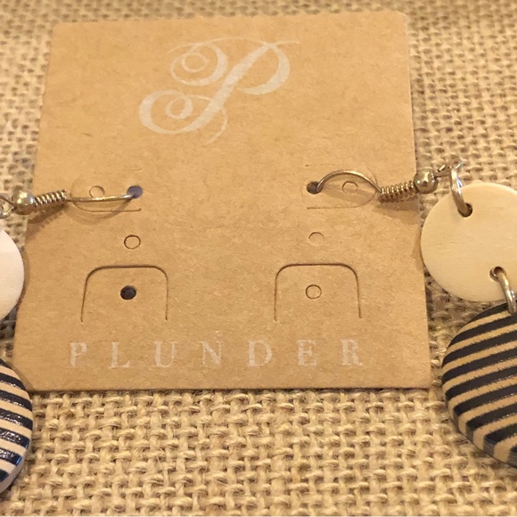 NWT Earrings by Plunder- dangle style with triple wood circles - Picture 7 of 9